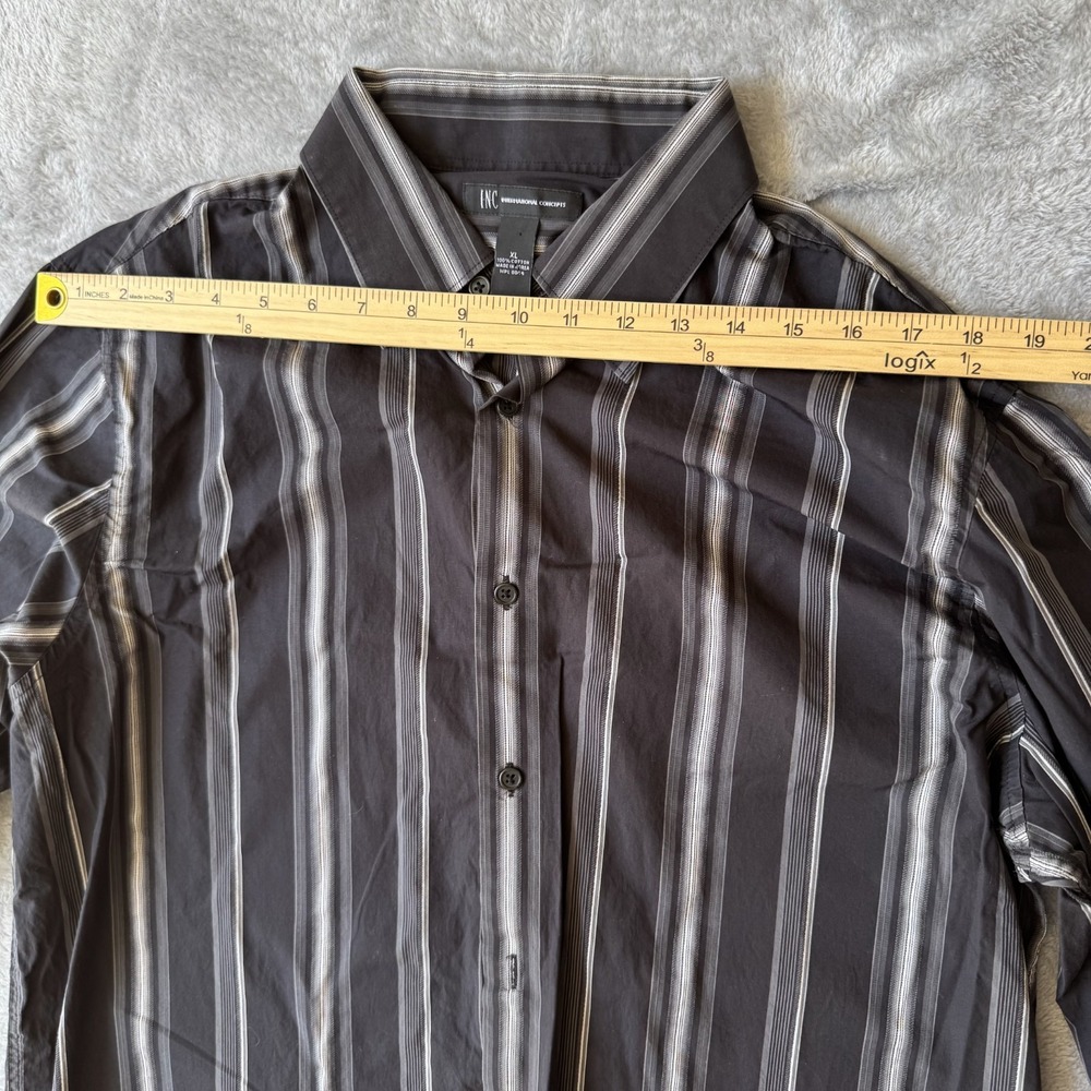 I.N.C International Concepts Shirt Men XL Black Cotton Striped Classic Button-Up - Picture 5 of 9